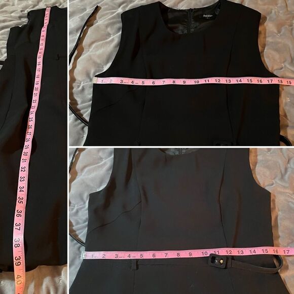 Peck & Peck LBD Sheath Mini Dress Sleeveless Design Crew Neck Belted Black 8 - Picture 11 of 11